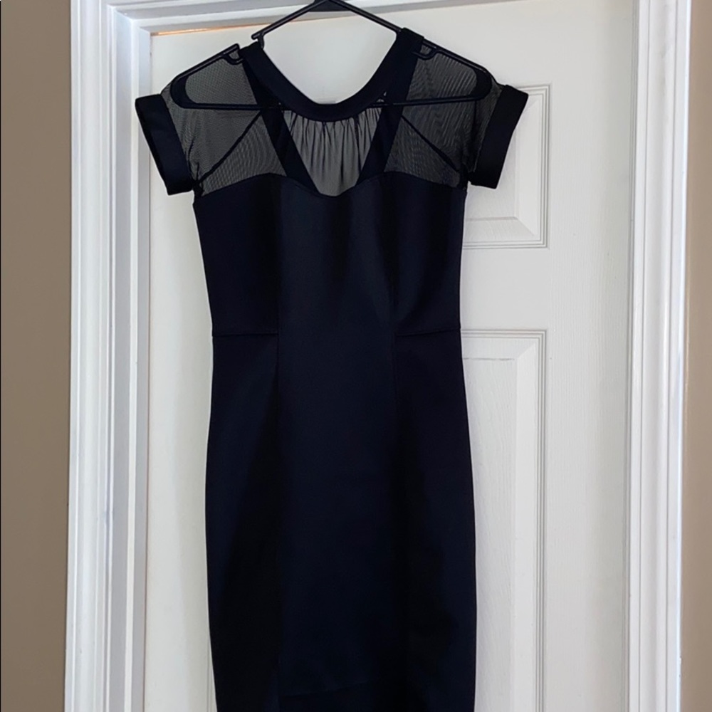 Mesh Top Black Bodycon Dress